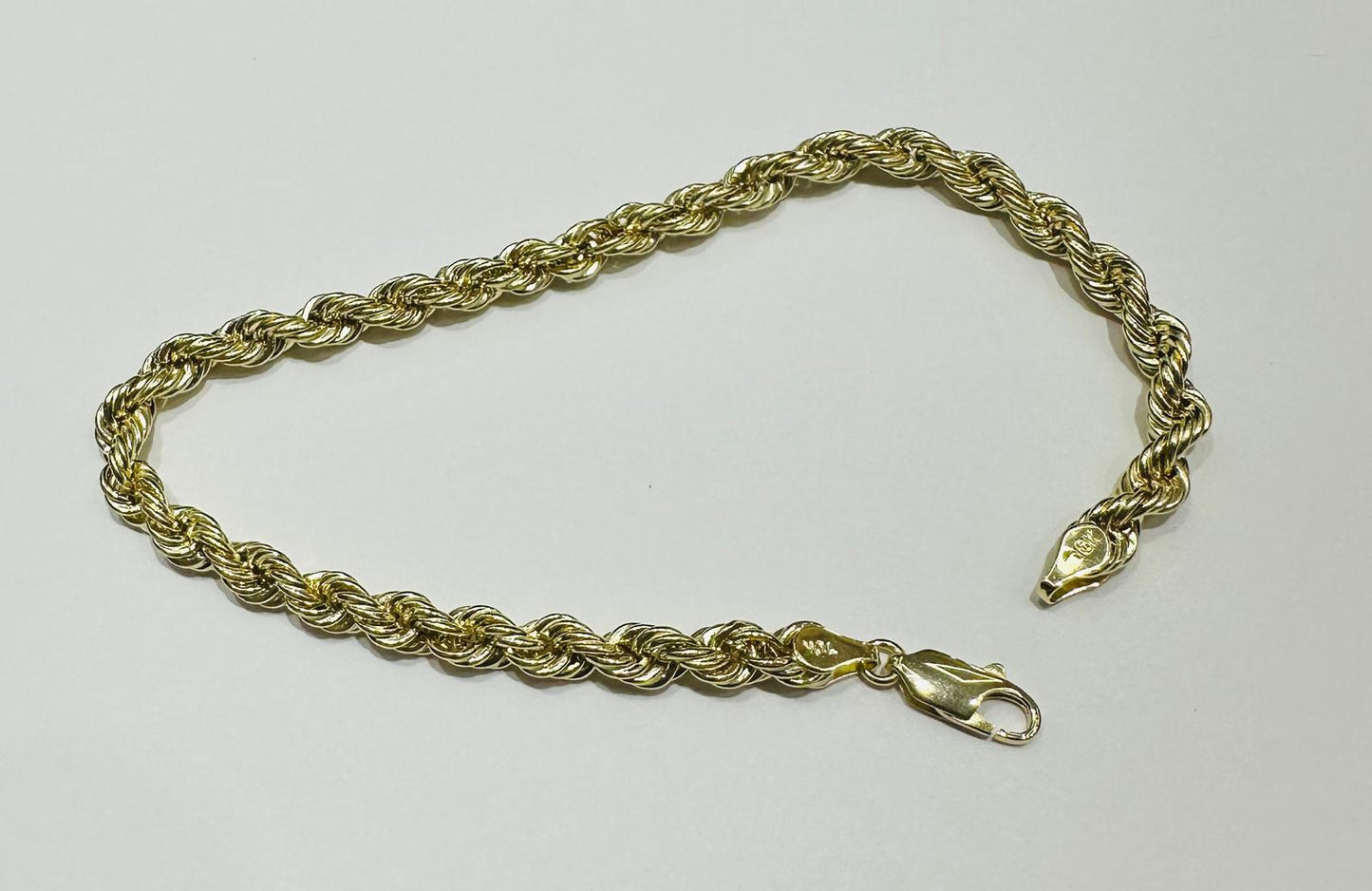 10K GOLD ROPE BRACELET- WEIGHT: 3.8gm 9" 4.75mm