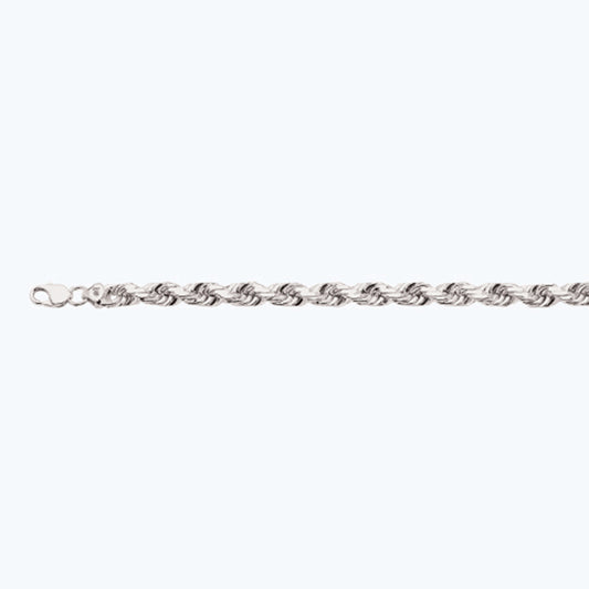 10K 10MM WHITE GOLD SOLID DC ROPE 9" CHAIN BRACELET (AVAILABLE IN LENGTHS 7" - 30")
