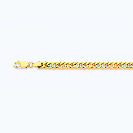 10K 3.75MM YELLOW GOLD HOLLOW MIAMI CUBAN 7" CHAIN BRACELET (AVAILABLE IN LENGTHS 7" - 30")