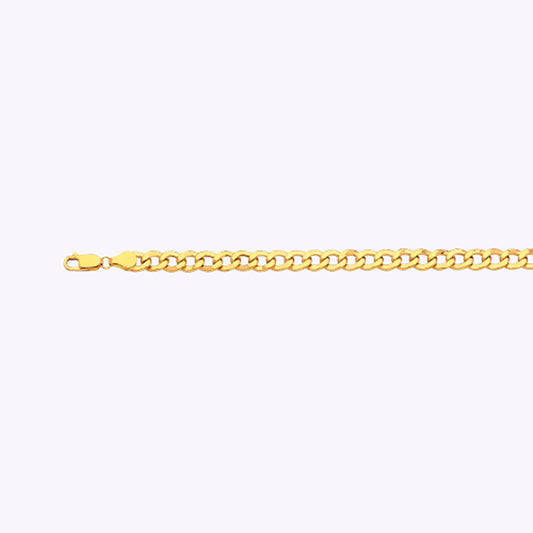 10K 6.5MM YELLOW GOLD HOLLOW CURB 7.5" CHAIN BRACELET (AVAILABLE IN LENGTHS 7" - 30")