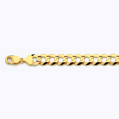 10K 13MM YELLOW GOLD SOLID CURB 22" CHAIN NECKLACE (AVAILABLE IN LENGTHS 7" - 30")