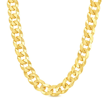 10K 12MM YELLOW GOLD SOLID CURB 20" CHAIN NECKLACE (AVAILABLE IN LENGTHS 7" - 30")