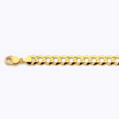 10K 11MM YELLOW GOLD SOLID CURB 28" CHAIN NECKLACE (AVAILABLE IN LENGTHS 7" - 30")