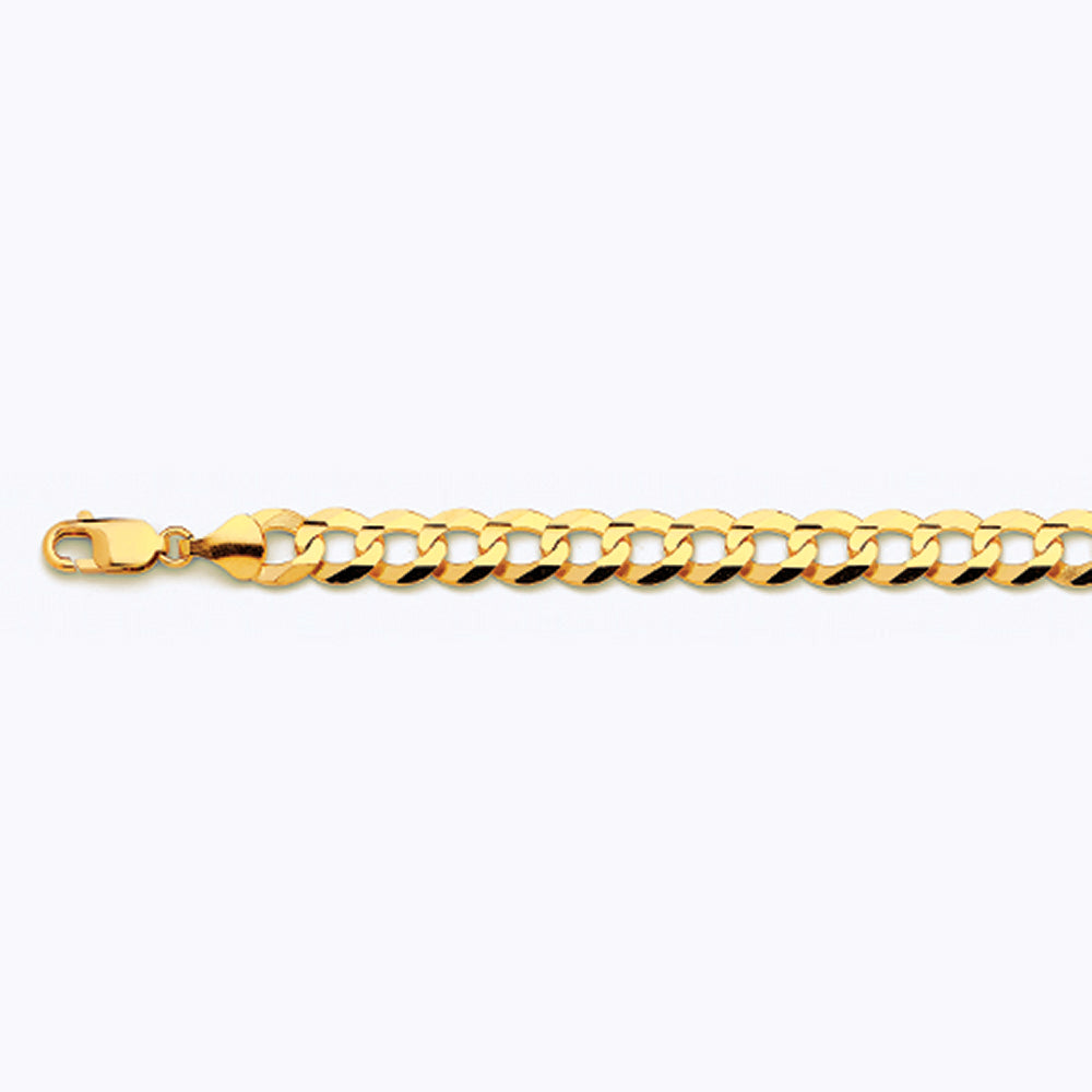 10K 9.5MM YELLOW GOLD SOLID CURB 24" CHAIN NECKLACE (AVAILABLE IN LENGTHS 7" - 30")