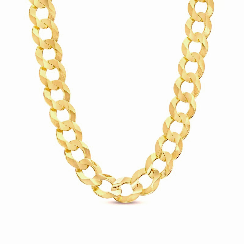 10K 7MM YELLOW GOLD SOLID CURB 26" CHAIN NECKLACE (AVAILABLE IN LENGTHS 7" - 30")