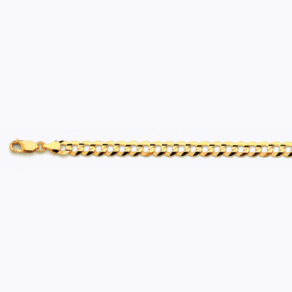 14K 7MM YELLOW GOLD SOLID CURB 30" CHAIN NECKLACE (AVAILABLE IN LENGTHS 7" - 30")