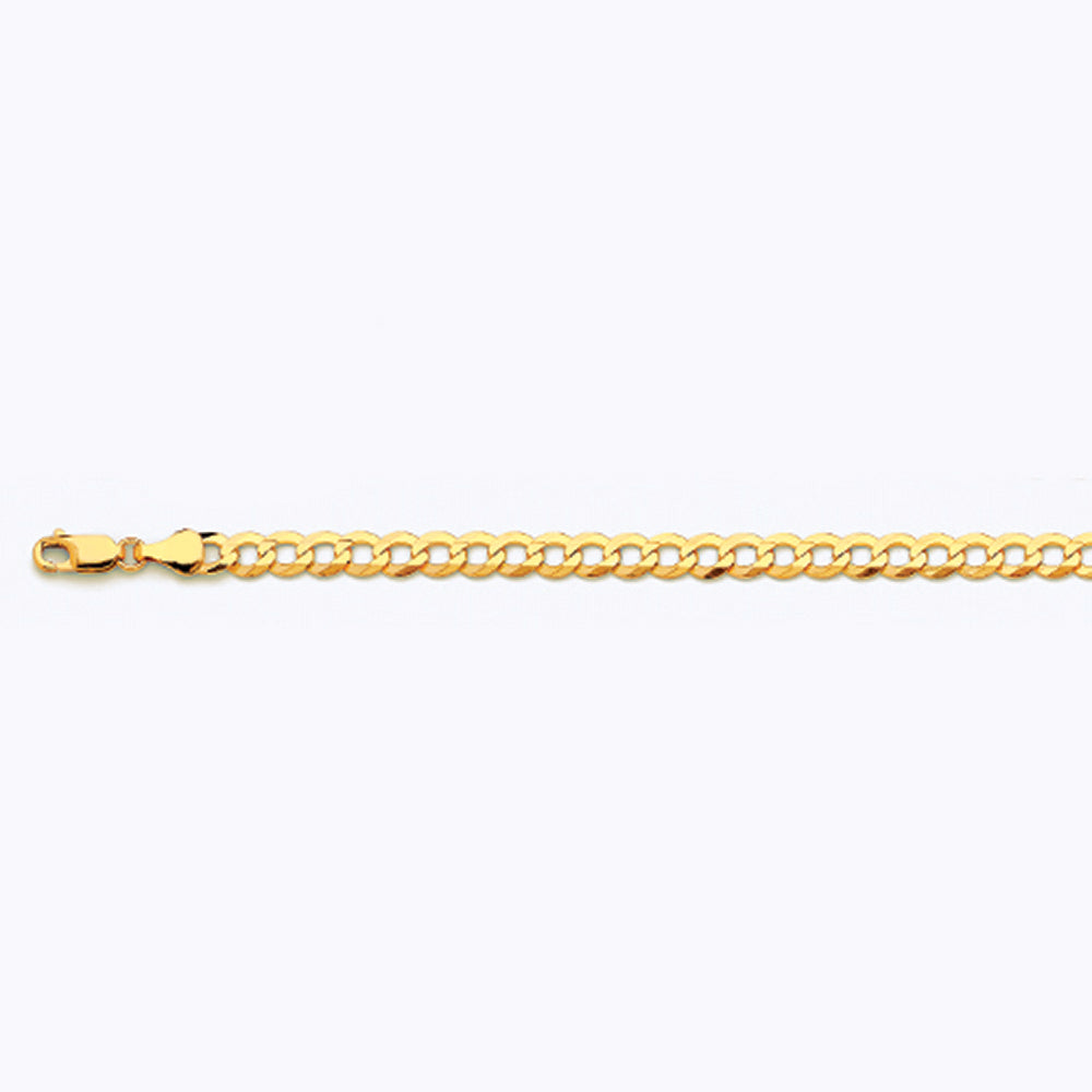 14K 5.5MM YELLOW GOLD SOLID CURB 16" CHAIN NECKLACE (AVAILABLE IN LENGTHS 7" - 30")
