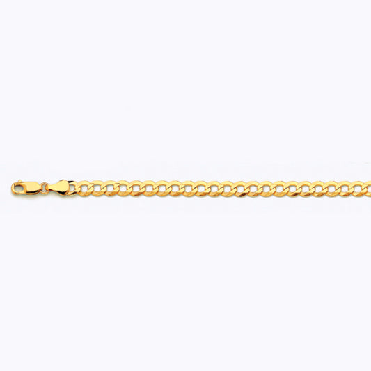 10K 5.5MM YELLOW GOLD SOLID CURB 8.5" CHAIN BRACELET (AVAILABLE IN LENGTHS 7" - 30")