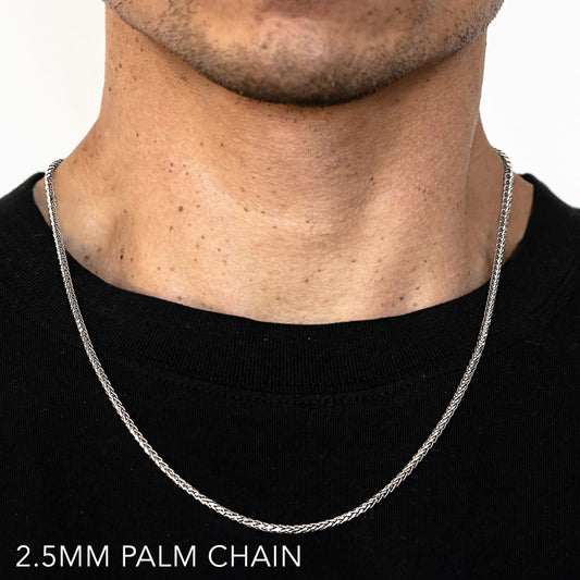 10K 2.5MM WHITE GOLD PALM 18" CHAIN NECKLACE (AVAILABLE IN LENGTHS 7" - 30")
