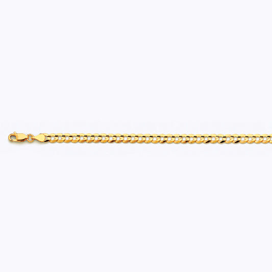 14K 4.5MM YELLOW GOLD SOLID CURB 7" CHAIN BRACELET (AVAILABLE IN LENGTHS 7" - 30")