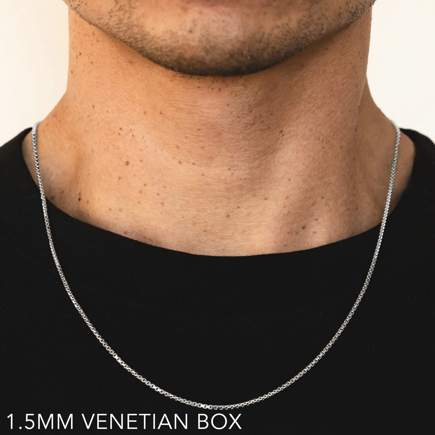 14K 1.5MM WHITE GOLD VENETIAN BOX 30" CHAIN NECKLACE (AVAILABLE IN LENGTHS 7" - 30")