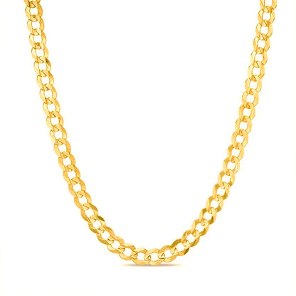 10K 3.5MM YELLOW GOLD SOLID CURB 20" CHAIN NECKLACE (AVAILABLE IN LENGTHS 7" - 30")