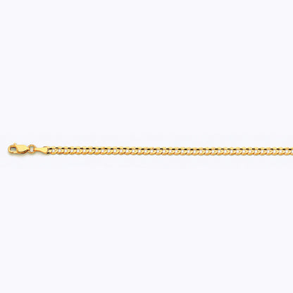 10K 3.5MM YELLOW GOLD SOLID CURB 20" CHAIN NECKLACE (AVAILABLE IN LENGTHS 7" - 30")