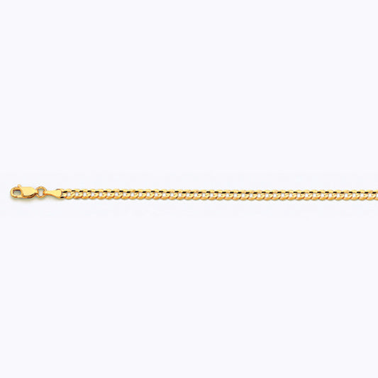 10K 3.5MM YELLOW GOLD SOLID CURB 7" CHAIN BRACELET (AVAILABLE IN LENGTHS 7" - 30")
