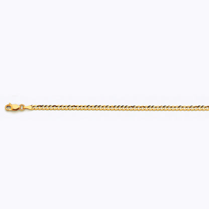 14K 3MM YELLOW GOLD SOLID CURB 20" CHAIN NECKLACE (AVAILABLE IN LENGTHS 7" - 30")