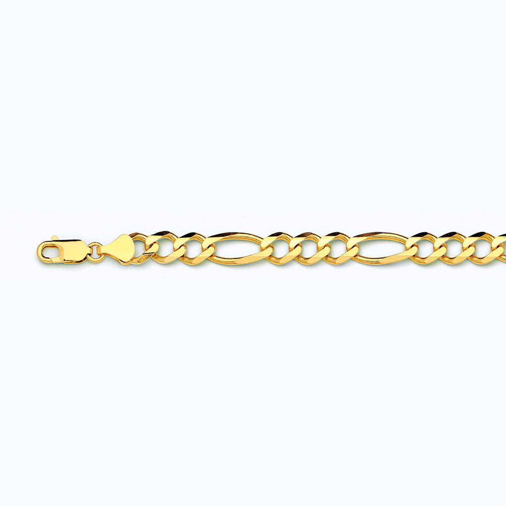 10K 9.5MM YELLOW GOLD SOLID FIGARO 18" CHAIN NECKLACE (AVAILABLE IN LENGTHS 7" - 30")