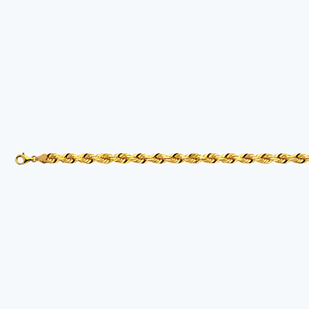 10K 7MM YELLOW GOLD SOLID DC ROPE 20" CHAIN NECKLACE (AVAILABLE IN LENGTHS 7" - 30")