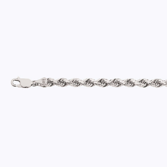14K 5MM WHITE GOLD SOLID DC ROPE 7.5" CHAIN BRACELET (AVAILABLE IN LENGTHS 7" - 30")
