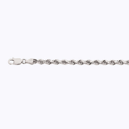 14K 3.5MM WHITE GOLD SOLID DC ROPE 22" CHAIN NECKLACE (AVAILABLE IN LENGTHS 7" - 30")
