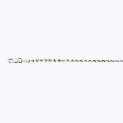 10K 2MM WHITE GOLD SOLID DC ROPE 18" CHAIN NECKLACE (AVAILABLE IN LENGTHS 7" - 30")