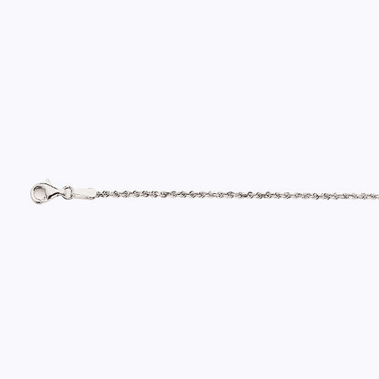 14K 1.5MM WHITE GOLD SOLID DC ROPE 7" CHAIN BRACELET (AVAILABLE IN LENGTHS 7" - 30")