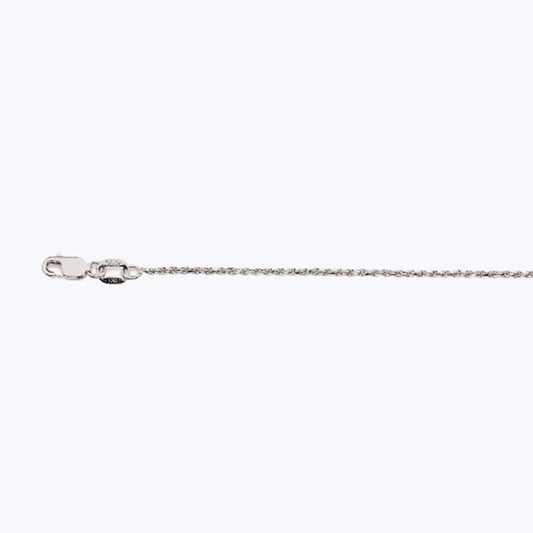 14K 1MM WHITE GOLD SOLID DC ROPE 9" CHAIN BRACELET (AVAILABLE IN LENGTHS 7" - 30")