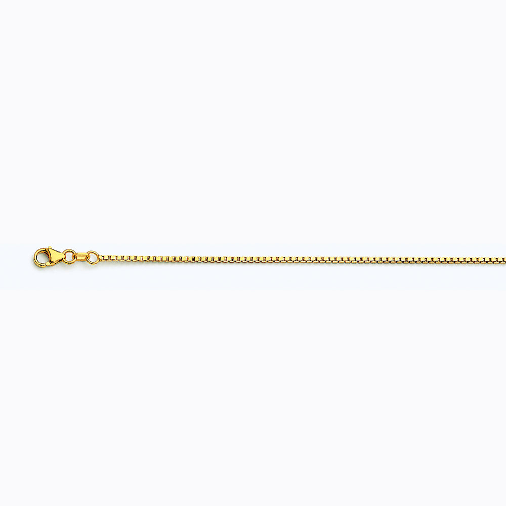 14K YELLOW GOLD BOX 078 GAUGE 30" CHAIN NECKLACE (AVAILABLE IN LENGTHS 7" - 30")