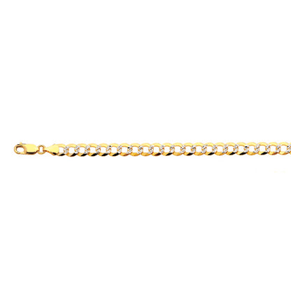 10K 7MM YELLOW GOLD SOLID PAVE CURB 28" CHAIN NECKLACE (AVAILABLE IN LENGTHS 7" - 30")