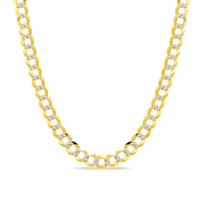 14K 5.5MM YELLOW GOLD SOLID PAVE CURB 28" CHAIN NECKLACE (AVAILABLE IN LENGTHS 7" - 30")