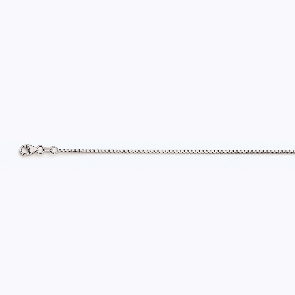 10K WHITE GOLD BOX 078 GAUGE 24" CHAIN NECKLACE (AVAILABLE IN LENGTHS 7" - 30")
