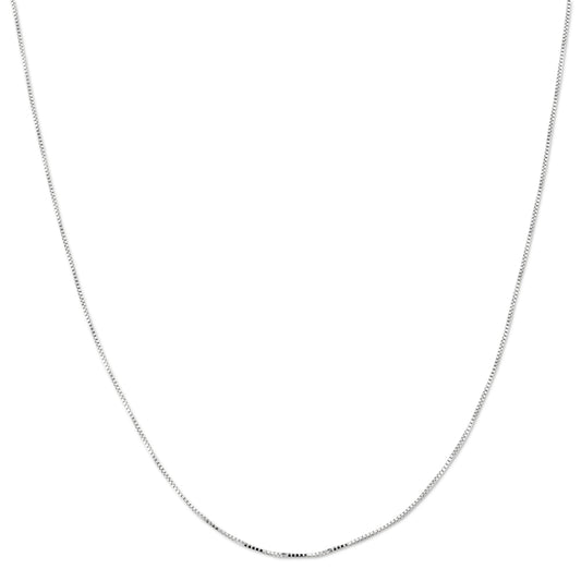 10K WHITE GOLD BOX 078 GAUGE 28" CHAIN NECKLACE (AVAILABLE IN LENGTHS 7" - 30")