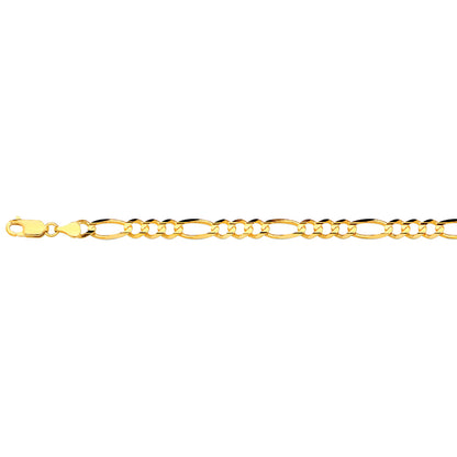 10K 5.5MM YELLOW GOLD SOLID FIGARO 18" CHAIN NECKLACE (AVAILABLE IN LENGTHS 7" - 30")