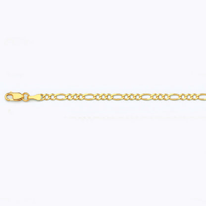 14K 2.5MM YELLOW GOLD SOLID FIGARO 18" CHAIN NECKLACE (AVAILABLE IN LENGTHS 7" - 30")
