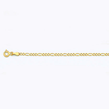 14K 2MM YELLOW GOLD SOLID FIGARO 30" CHAIN NECKLACE (AVAILABLE IN LENGTHS 7" - 30")
