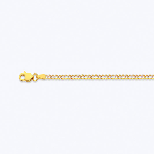 10K 2MM YELLOW GOLD HOLLOW PAVE CURB 24" CHAIN NECKLACE (AVAILABLE IN LENGTHS 7" - 30")