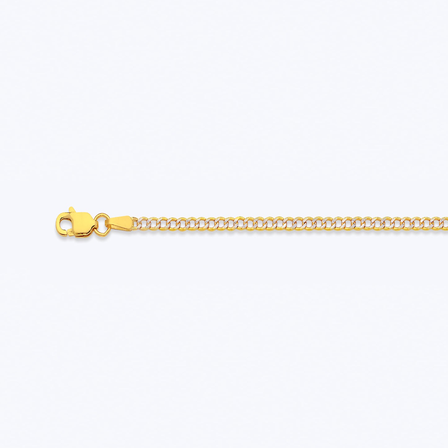 10K 2MM YELLOW GOLD HOLLOW PAVE CURB 30" CHAIN NECKLACE (AVAILABLE IN LENGTHS 7" - 30")