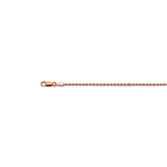 10K 2MM ROSE GOLD SOLID DC ROPE 7" CHAIN BRACELET (AVAILABLE IN LENGTHS 7" - 30")