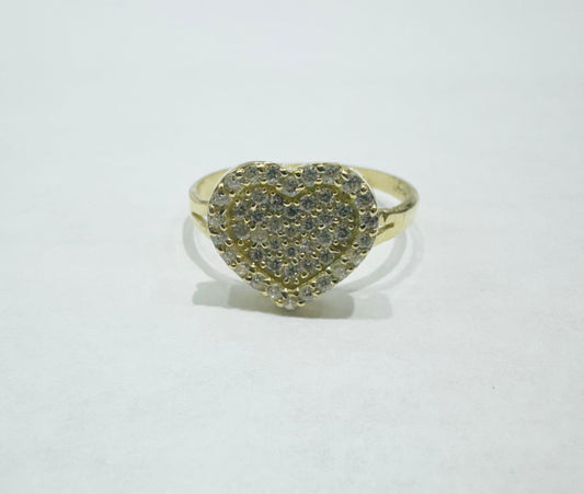 10K GOLD HEART RING WITH CZ STONES, WEIGHT: 1.9gm, SIZE: 6.5