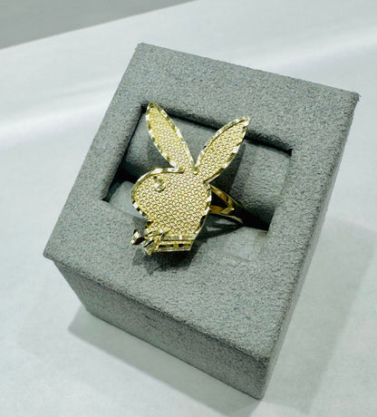 10K GOLD BIG PLAYBOY BUNNY RING, WEIGHT: 2.5gm, SIZE: 7