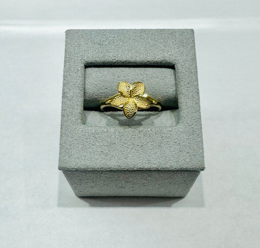 10K GOLD SMALL PLUMERIA FLOWER RING, WEIGHT: 1.5gm, SIZE: 6.5