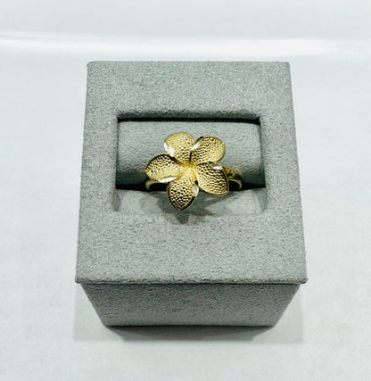 10K GOLD BIG PLUMERIA FLOWER RING, WEIGHT: 2gm, SIZE: 6.5