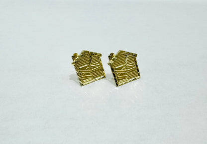 10K GOLD SMALL TRAPHOUSE EARRINGS, WEIGHT: 2gm