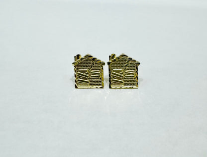 10K GOLD SMALL TRAPHOUSE EARRINGS, WEIGHT: 2gm