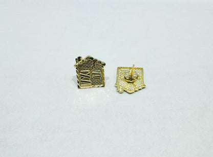 10K GOLD SMALL TRAPHOUSE EARRINGS, WEIGHT: 2gm
