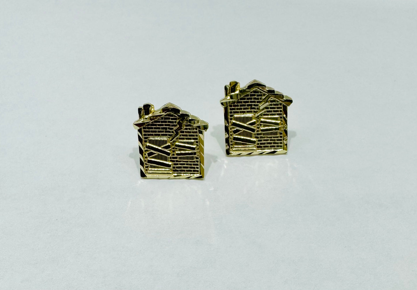10K GOLD SMALL TRAPHOUSE EARRINGS, WEIGHT: 2gm