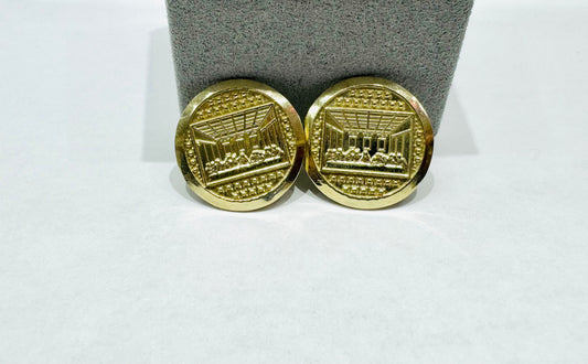 10K GOLD ROUND LASTSUPPER EARRINGS, WEIGHT: 2.9gm
