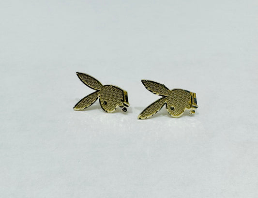 10K GOLD PLAYBOY BUNNY EARRINGS, WEIGHT: 2gm