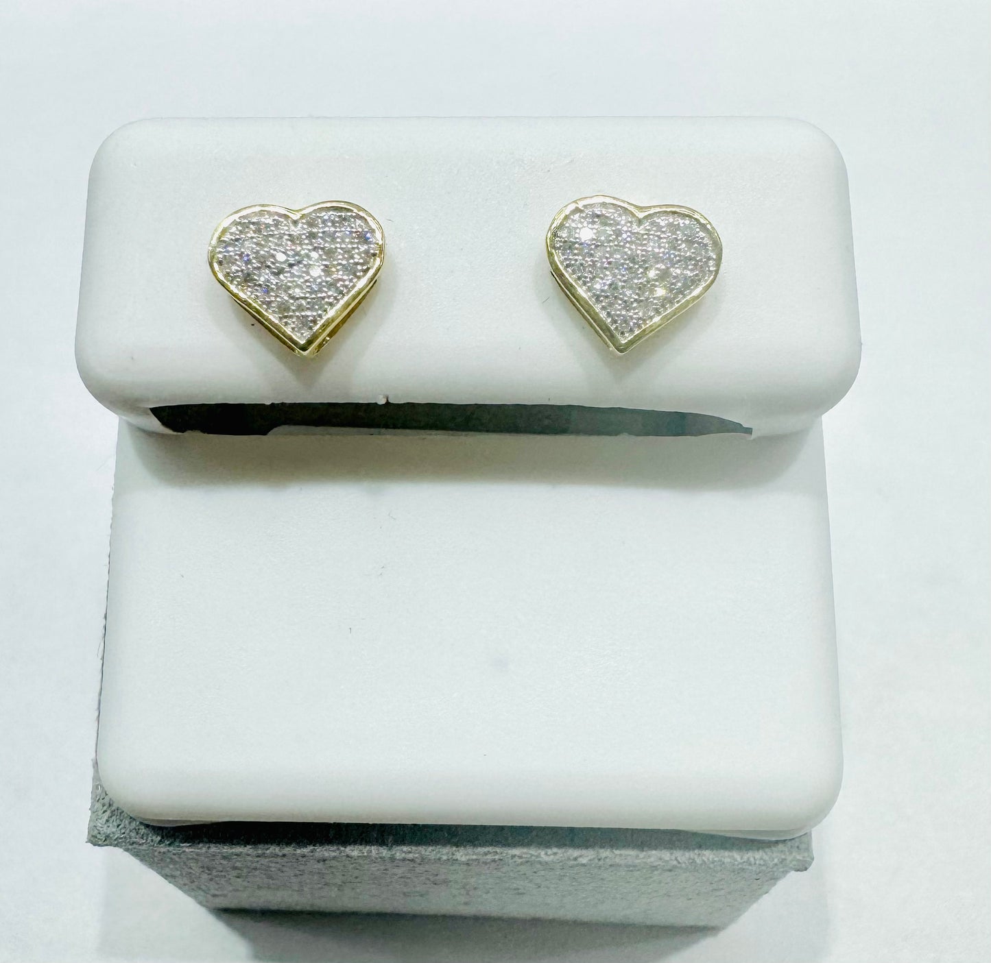 10K GOLD HEART NATURAL DIAMOND EARRINGS, 0.15CT