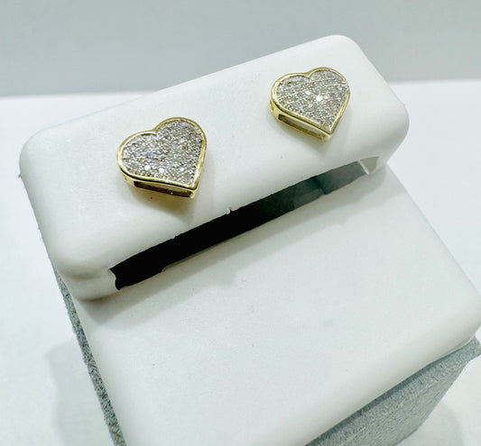 10K GOLD HEART NATURAL DIAMOND EARRINGS, 0.15CT