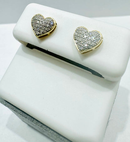 10K GOLD HEART NATURAL DIAMOND EARRINGS, 0.15CTW